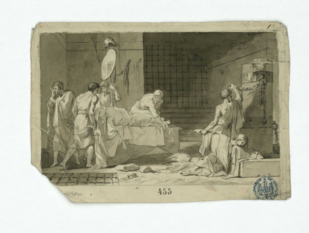 Cimon se constitue prisonnier pour racheter le corps de son père Miltiade / Jean-François-Pierre Peyron , [S.l.] : [J.-F.-P. Peyron], [1700-1800]