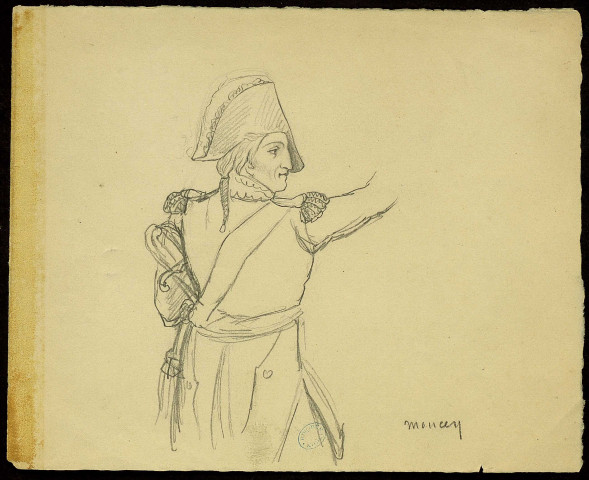 Bon-Adrien-Jeannot de Moncey, maréchal. Buste, profil gauche [dessin] / étude d'après Horace Vernet , [S.l.] : [s.n.], [1800-1899]
