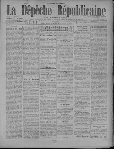 26/08/1922 - La Dépêche républicaine de Franche-Comté [Texte imprimé]