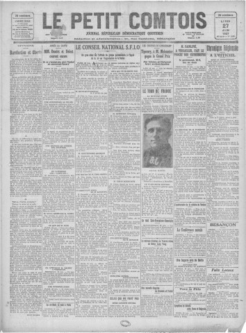 27/06/1927 - Le petit comtois [Texte imprimé] : journal républicain démocratique quotidien