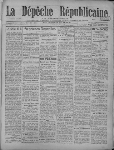 15/07/1919 - La Dépêche républicaine de Franche-Comté [Texte imprimé]