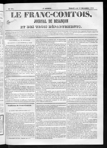 28/12/1844 - Le Franc-comtois - Journal de Besançon et des trois départements