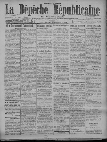 14/10/1928 - La Dépêche républicaine de Franche-Comté [Texte imprimé]