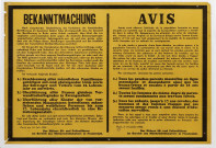 Avis du commandement SS en France concernant les attentats commis contre des soldats allemands, affiche