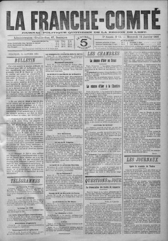 14/01/1891 - La Franche-Comté : journal politique de la région de l'Est