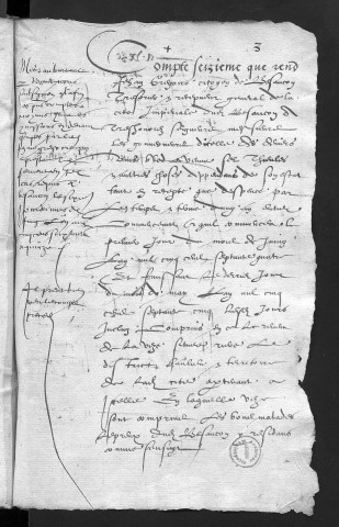 Comptes de la Ville de Besançon, recettes et dépenses, Compte de Jehan Grégoire (1er juin 1574 - 31 mai 1575)