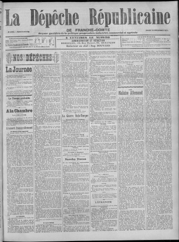 19/12/1911 - La Dépêche républicaine de Franche-Comté [Texte imprimé]