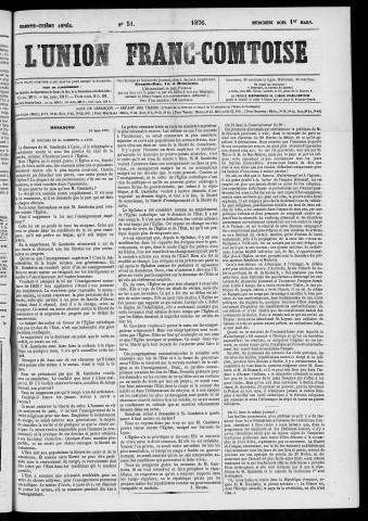 01/03/1876 - L'Union franc-comtoise [Texte imprimé]