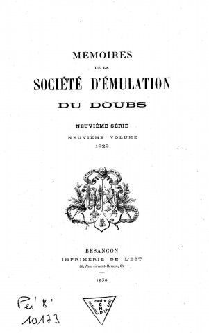01/01/1929 - Mémoires de la Société d'émulation du Doubs [Texte imprimé]