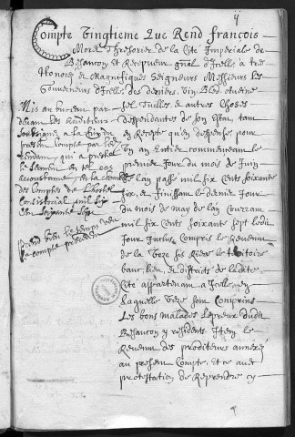 Comptes de la Ville de Besançon, recettes et dépenses, Compte de François Morel (1er juin 1666 - 31 mai 1667)