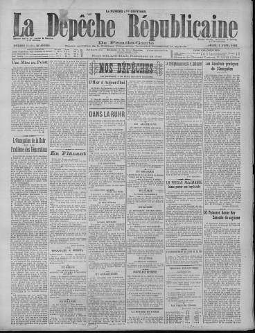 12/04/1923 - La Dépêche républicaine de Franche-Comté [Texte imprimé]