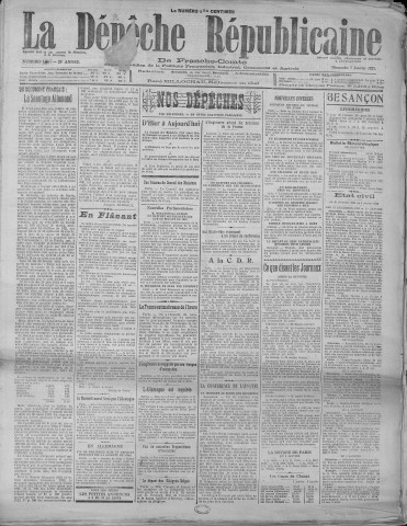 07/01/1923 - La Dépêche républicaine de Franche-Comté [Texte imprimé]
