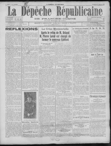 25/01/1931 - La Dépêche républicaine de Franche-Comté [Texte imprimé]