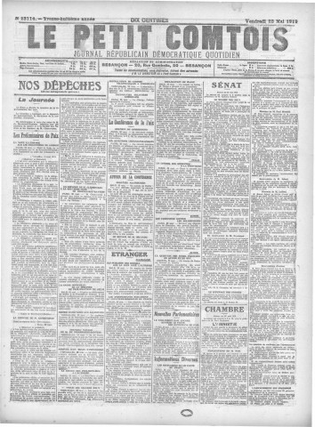 23/05/1919 - Le petit comtois [Texte imprimé] : journal républicain démocratique quotidien