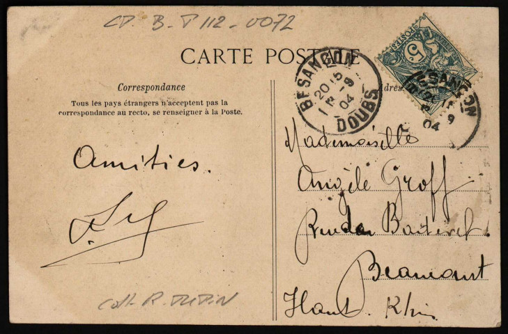 Besançon, vu de Bregille [image fixe] , Besançon : Teulet, 1904/1908