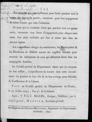 Département du Doubs. Avis aux citoyens