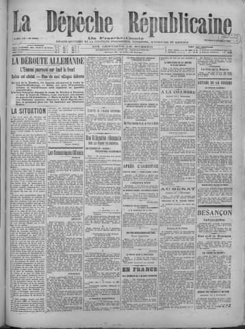 08/11/1918 - La Dépêche républicaine de Franche-Comté [Texte imprimé]