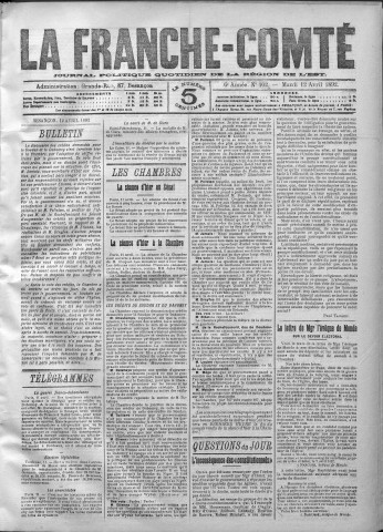 12/04/1892 - La Franche-Comté : journal politique de la région de l'Est