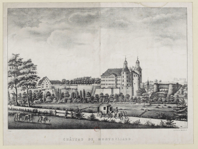 Château de Montbéliard [estampe] / G. Koger  ; lithographie H. Barbier, à Montbéliard , Montbéliard : [s.n.], [1700-1799]