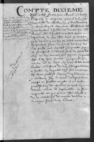 Comptes de la Ville de Besançon, recettes et dépenses, Compte de François Morel (1er juin 1656 - 31 mai 1657)