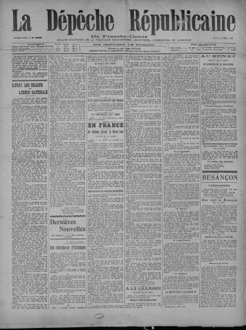 15/04/1920 - La Dépêche républicaine de Franche-Comté [Texte imprimé]