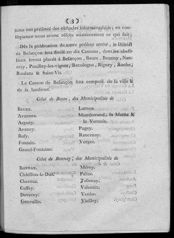 Extrait des registres du Directoire du département du Doubs. [Fait au Directoire à Besançon le 19 Octobre 1790]