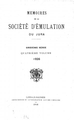 01/01/1926 - Mémoires de la Société d'émulation du Jura [Texte imprimé]
