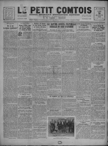13/08/1934 - Le petit comtois [Texte imprimé] : journal républicain démocratique quotidien