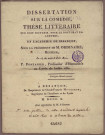 Dissertation sur la comédie. Thèse littéraire qui doit soutenir pour le doctorat ès-lettres, en l'Académie de Besançon, sous la présidence de M. Ordinaire, recteur, le 14 du mois d'août 1810, P. Fontanier, professeur d'humanités au Lycée de ladite ville ...