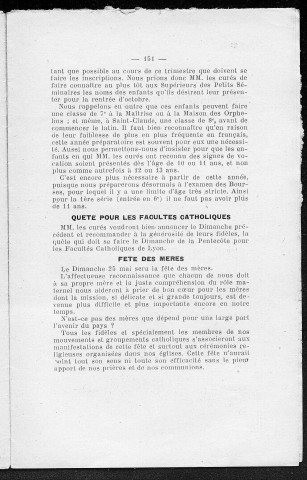 15/05/1952 - La Semaine religieuse du diocèse de Saint-Claude [Texte imprimé]