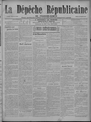 22/02/1910 - La Dépêche républicaine de Franche-Comté [Texte imprimé]