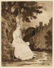 Jeune fille assise dans un paysage