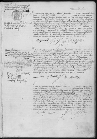 Registre des naissances, 1909