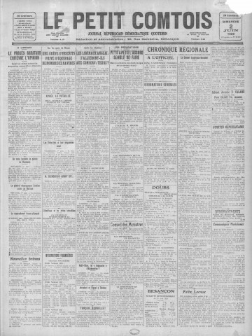 02/06/1929 - Le petit comtois [Texte imprimé] : journal républicain démocratique quotidien