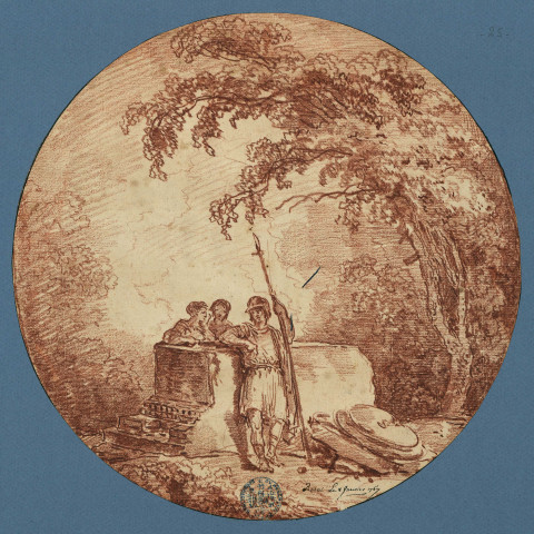 Un guerrier et deux femmes conversant autour d'une ruine , [France : Paris ?], 1767