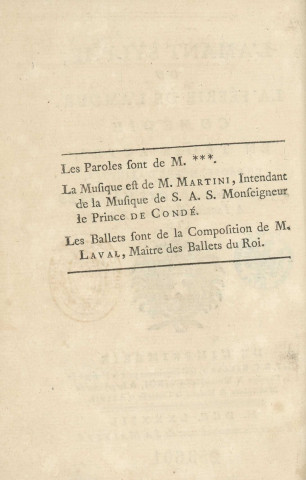 L'amant sylphe, ou la féérie de l'amour, comédie en trois actes, mêlée d'ariettes, représentée devant leurs majestés à Fontainebleau, en 1783
