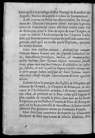 Remontrances faites au roy par les haut-doyen, chanoines et chapitre de l'église de l'église métropolitaine de Besançon et présentées à S.M. dans son conseil d'Estat à Madrid au mois de juin de l'année 1663