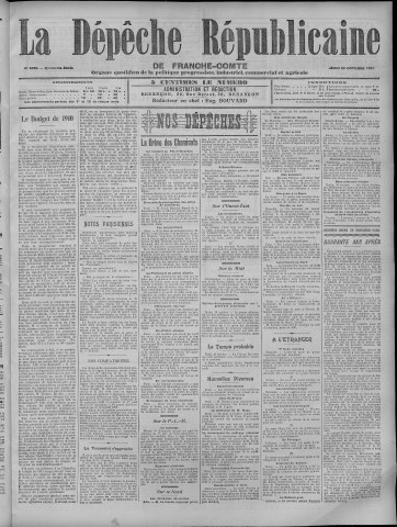 20/10/1910 - La Dépêche républicaine de Franche-Comté [Texte imprimé]