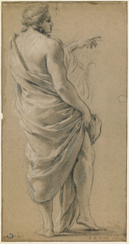 Apollon vu de trois-quarts de dos, tourné vers la droite
