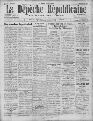 03/07/1932 - La Dépêche républicaine de Franche-Comté [Texte imprimé]