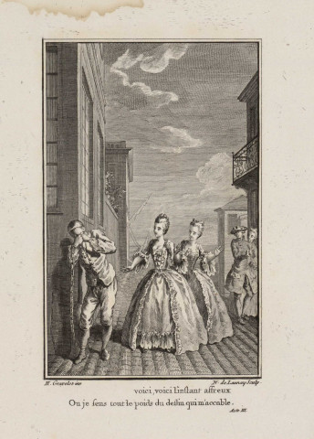 [Gravure pour l'acte III scène 6 de "L'Honnête criminel" de Fenouillot de Falbaire] [estampe] / H. Gravelot inv. N. de Launay sculp. , [Paris : s.n., circa 1780]