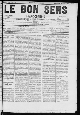 14/11/1886 - Organe du progrès agricole, économique et industriel, paraissant le dimanche [Texte imprimé] / . I