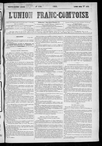 27/06/1881 - L'Union franc-comtoise [Texte imprimé]