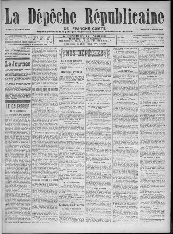07/01/1914 - La Dépêche républicaine de Franche-Comté [Texte imprimé]