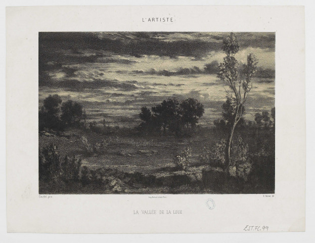 La Vallée de la Loue [estampe] / Courbet, pinxit  ; E. Vernier, lithographie , Paris : impr. Bertauts, Cadet, [1829-1877]