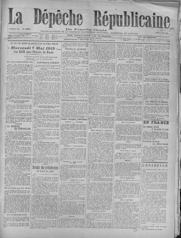 08/05/1919 - La Dépêche républicaine de Franche-Comté [Texte imprimé]