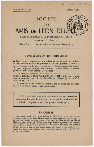 10/1961 - Bulletin / Société des amis de Léon Deubel