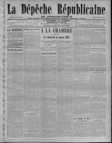 09/07/1907 - La Dépêche républicaine de Franche-Comté [Texte imprimé]