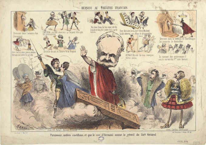 Hernani au Théâtre Français [image fixe] / Hadol  ; Lith. Destouches A. de Vresse, 1869