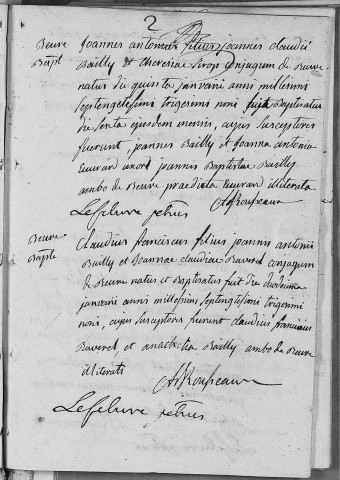 Paroisse de Velotte et de Beure : baptêmes (naissances), mariages, sépultures (décès) (5 janvier 1739 - 17 décembre 1749)